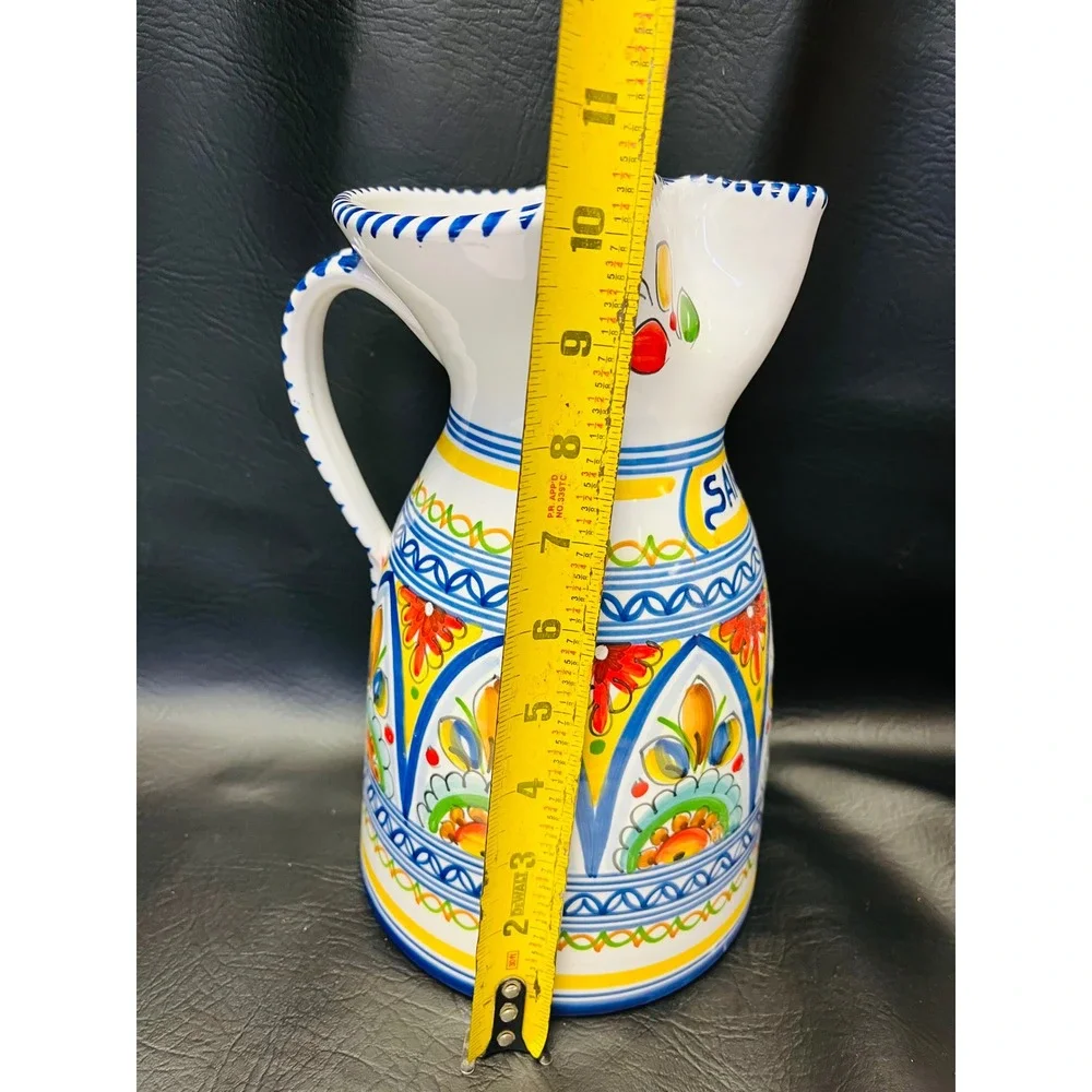 Ceramical Puente Spain Sangria Pitcher 10.5in Hand Painted Ceramic Mediterranean